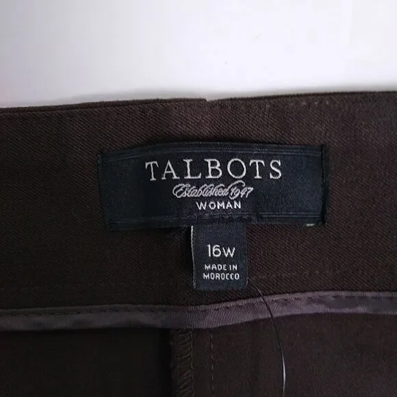 TALBOTS NWT Heritage Womens Slacks Chocolate Brown Side Zip Sz 16 Career Preppy - Picture 4 of 8